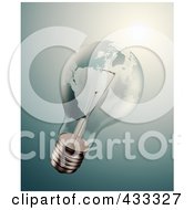 Royalty Free RF Clipart Illustration Of A 3d World Energy Crisis Lightbulb