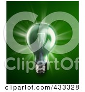 Poster, Art Print Of 3d Glowing Green Light Bulb