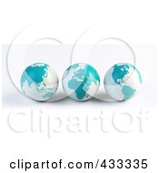Poster, Art Print Of Digital Collage Of 3d Blue And White Asian African And American Globes