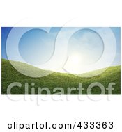 Poster, Art Print Of 3d Grassy Hill Against A Blue Sky