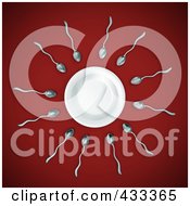 Royalty Free RF Clipart Illustration Of 3d Spoon Sperm Facing A Plate Egg by Mopic
