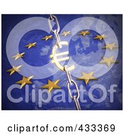 Royalty Free RF Clipart Illustration Of A 3d Euro Currency With Chains Over Stars by Mopic