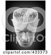 Poster, Art Print Of 3d White Male Head With A Labyrinth Brain