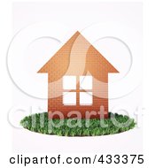Poster, Art Print Of 3d Brick House On A Patch Of Grass