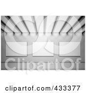 Royalty Free RF Clipart Illustration Of A 3d Wall Of Blank Advertisements