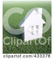 Poster, Art Print Of 3d White House In A Field Of Grass