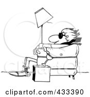 Coloring Page Line Art Of A Man Sitting In A Chair And Being Blown Away