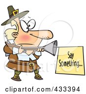 Poster, Art Print Of Cartoon Pilgrim With A Blunderbuss And Sign