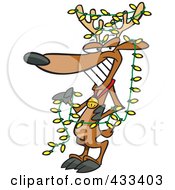 Poster, Art Print Of Christmas Reindeer Decked Out In Yellow Lights