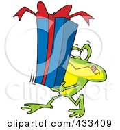 Poster, Art Print Of Frog Carrying A Gift Box