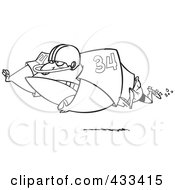 Royalty Free RF Clipart Illustration Of Coloring Page Line Art Of A Football Fullback With The Ball