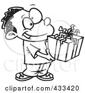 Poster, Art Print Of Coloring Page Line Art Of A Black Boy Holding A Gift Box