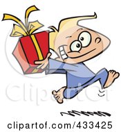 Poster, Art Print Of Black Boy Running With A Gift Box