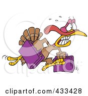 Turkey Bird Running In Panic With Luggage