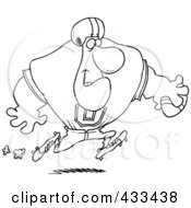 Royalty Free RF Clipart Illustration Of Coloring Page Line Art Of A Football Player Running With The Ball