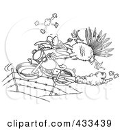 Poster, Art Print Of Coloring Page Line Art Of A Turkey Bird Escaping On A Motorcycle