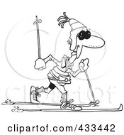 Coloring Page Line Art Of A Man Cross Country Skiing