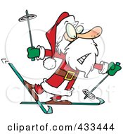 Poster, Art Print Of Nervous Santa Skiing