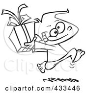 Poster, Art Print Of Coloring Page Line Art Of A Black Boy Running With A Gift Box