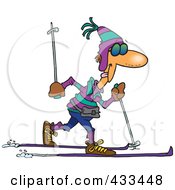 Royalty Free RF Clipart Illustration Of A Man Cross Country Skiing