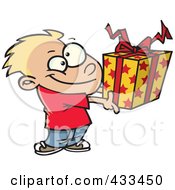 Poster, Art Print Of Boy Holding A Gift Box