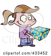 Poster, Art Print Of Sweet Girl Holding A Gift Box