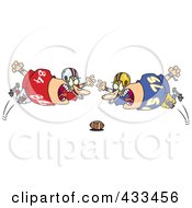 Poster, Art Print Of Football Players Diving Towards The Ball