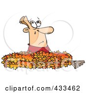 Man Crying In A Pile Of Autumn Leaves