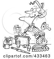 Poster, Art Print Of Coloring Page Line Art Of An Old Woman Baking