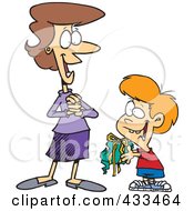 Poster, Art Print Of Boy Giving His Mom A Messy Gift