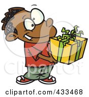Poster, Art Print Of Black Boy Holding A Gift Box