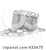 Poster, Art Print Of Coloring Page Line Art Of A Turkey Bird Escaping Under An Enclosure