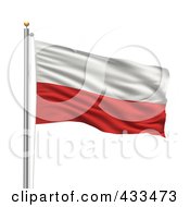 3d Flag Of Poland Waving On A Pole