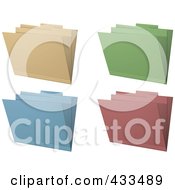 Digital Collage Of 3d Brown Green Blue And Pink Manila Folders