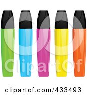 Poster, Art Print Of Digital Collage Of Green Blue Pink Yellow And Orange Highlighter Markers