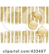 Poster, Art Print Of Gold Christmas Background Of Suspended Ornaments With Stripes And White Grunge