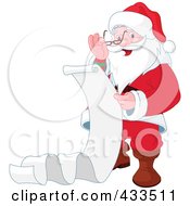 Royalty Free RF Clipart Illustration Of Santa Smiling And Reading A List