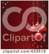 Poster, Art Print Of Red Christmas Background With Sparkles And Red Baubles