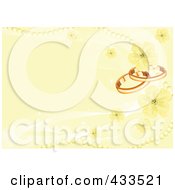 Royalty Free RF Clipart Illustration Of A Golden Wedding Band Background With Flowers And Pearls by Pushkin