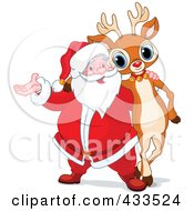 Poster, Art Print Of Santa And Rudolph Standing Together