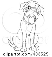 Poster, Art Print Of Coloring Page Outline Of A Sitting And Panting Dog