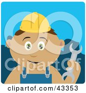 Poster, Art Print Of Hispanic Construction Worker Boy Holding A Wrench
