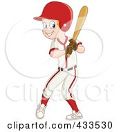 Poster, Art Print Of Baseball Boy Smiling And Holding A Bat