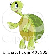 Poster, Art Print Of Friendly Tortoise Standing And Pointing To The Left