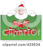 Poster, Art Print Of Royalty-Free Rf Clipart Illustration Of Santa Holding Up A Merry Christmas Sign