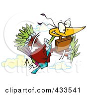 Poster, Art Print Of Business Bird Flying With A Briefcase