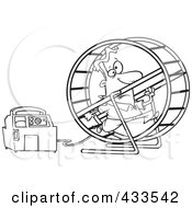 Coloring Page Line Art Of A Man Running In A Wheel To Power A Generator