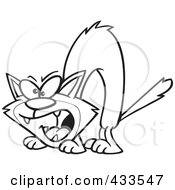 Royalty Free RF Clipart Illustration Of Coloring Page Line Art Of A Hissing Cat