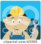 Poster, Art Print Of Mexican Construction Worker Boy Holding A Wrench