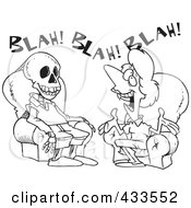 Poster, Art Print Of Coloring Page Line Art Of A Chatty Woman Talking A Man To Death